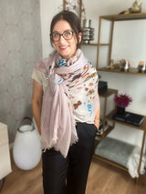 Cashmere Schal "JUNGLE DANCE" Taupe | Simone Bruns