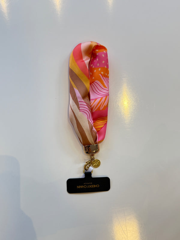 Handy Anhänger Rosa, Orange gemustert
